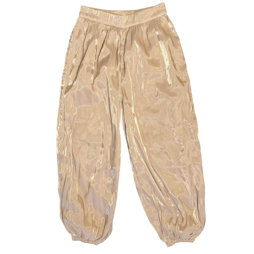 Maeve by Anthropologie Metallic Gold Shimmer Genie Pants Balloon Size Small